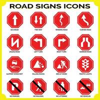 vector graphics for road signs collection octagon in white and red color