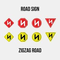 zigzag road road sign vector collection