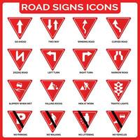 vector graphics for road signs collection triangle shape in white and red