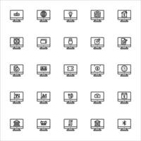 Monitor icon set line style. Icons set collection vector