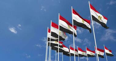 Egypt Flags Waving in the Sky, Seamless Loop in Wind, Space on Left Side for Design or Information, 3D Rendering video