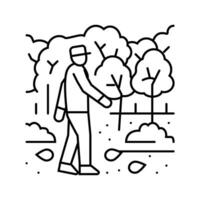 forest walk autumn season line icon vector illustration