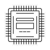 microcontroller electronic component line icon vector illustration