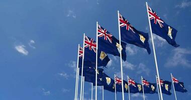 Anguilla Flags Waving in the Sky, Seamless Loop in Wind, Space on Left Side for Design or Information, 3D Rendering video