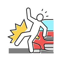 machine hit man accident color icon vector illustration