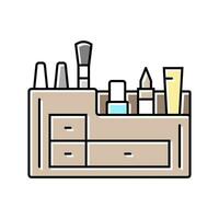 maquillaje organizador baño interior color icono vector ilustración