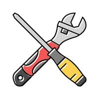 screwdriver and wrench tool work color icon vector illustration