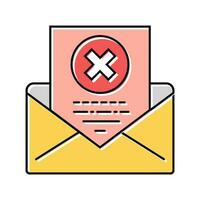 rejection letter color icon vector illustration