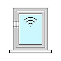 smart window sensor home color icon vector illustration