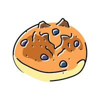 raisin bun food meal color icon vector illustration