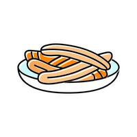 churros chocolate sweet food color icon vector illustration