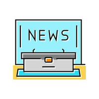 news anchor desk media color icon vector illustration