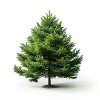 AI generated Green small pine tree on white background photo