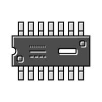 ic chip electrónico componente color icono vector ilustración