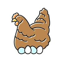 hen egg chicken farm food color icon vector illustration