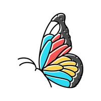 butterfly tattoo art vintage color icon vector illustration