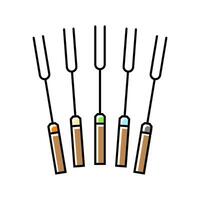 marshmallow roasting sticks color icon vector illustration
