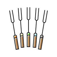 marshmallow roasting sticks color icon vector illustration