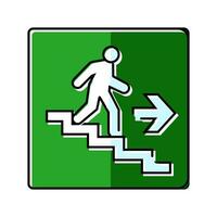 stairway up evacuation emergency color icon vector illustration