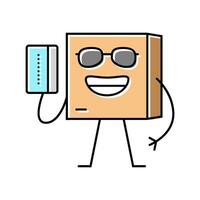 credit card cardboard box character color icon vector illustration