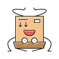 do not turn cardboard box character color icon vector illustration