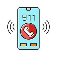 emergency phone alert color icon vector illustration