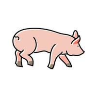 running pig farm color icon vector illustration