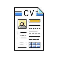 resume document interview job color icon vector illustration