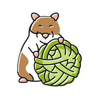 hamster with toy pet color icon vector illustration