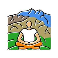 mountain retreat taoism color icon vector illustration