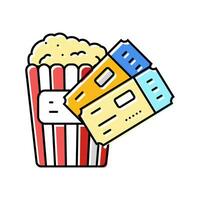 popcorn tickets cinema color icon vector illustration