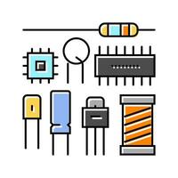 electrónico componentes fabricación ingeniero color icono vector ilustración