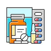 medicación embalaje farmacéutico color icono vector ilustración