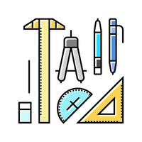 drafting tools architectural drafter color icon vector illustration