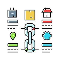 suministro cadena planificación logístico gerente color icono vector ilustración