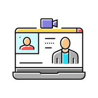 webinar session online learning platform color icon vector illustration