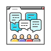 discussion forum online learning platform color icon vector illustration