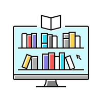 en línea biblioteca aprendizaje plataforma color icono vector ilustración