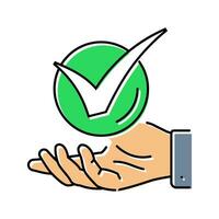 hand check mark color icon vector illustration