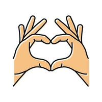 hands heart gesture color icon vector illustration