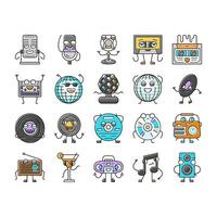 retro music character icons set vector