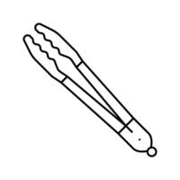 silicone tongs kitchen cookware line icon vector illustration