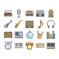 retro music vintage style icons set vector