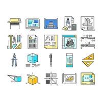 engineer construction architect icons set vector