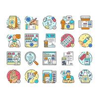 pharmacist medicine retail icons set vector