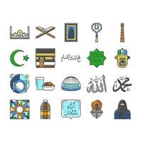 ramadan islam muslim eid arabian icons set vector