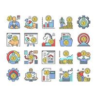 financial advisor meeting icons set vector