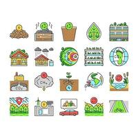 green environment earth nature icons set vector