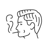 masculino de fumar cigarrillo línea icono vector ilustración