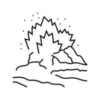 dangerous exploding volcano line icon vector illustration